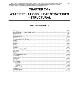 Volume 1, Chapter 7-4A: Water Relations: Leaf Strategies-Structural