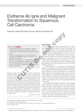 Erythema Ab Igne and Malignant Transformation to Squamous Cell Carcinoma