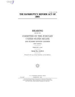 The Bankruptcy Reform Act of 2001 Hearing Committee