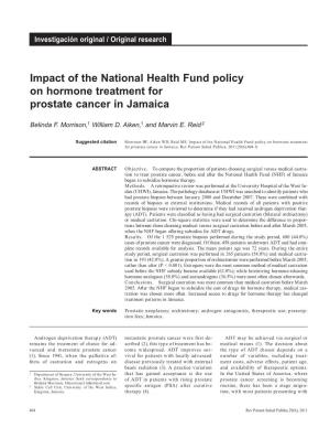 Impact of the National Health Fund Policy on Hormone Treatment for Prostate Cancer in Jamaica