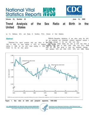 Trend Analysis of the Sex Ratio at Birth in the United States