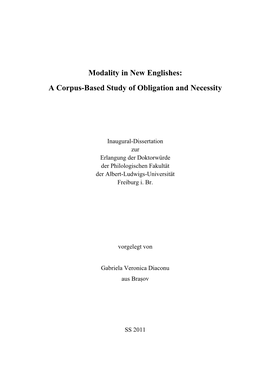 Modality in New Englishes: a Corpus-Based Study of Obligation and Necessity