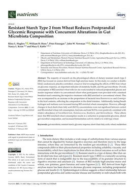 Resistant Starch Type 2 from Wheat Reduces Postprandial Glycemic Response with Concurrent Alterations in Gut Microbiota Composition