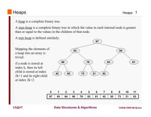 Heaps a Heap Is a Complete Binary Tree. a Max-Heap Is A