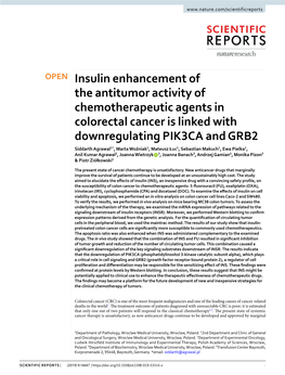 Insulin Enhancement of the Antitumor Activity of Chemotherapeutic Agents