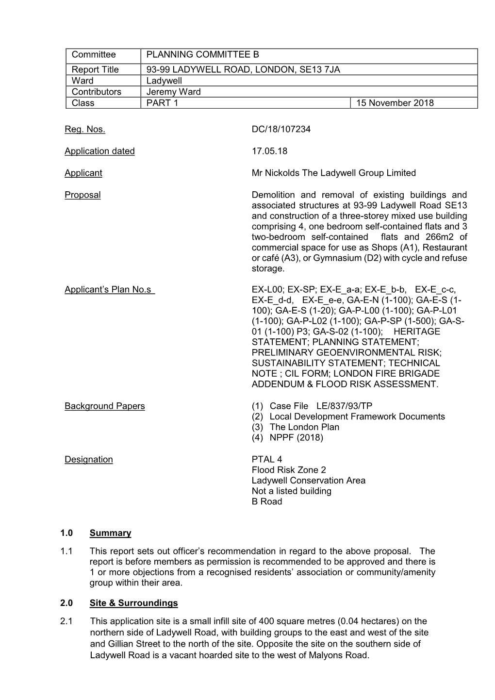 93 -99 Ladywell SE13 Committee Report.Pdf