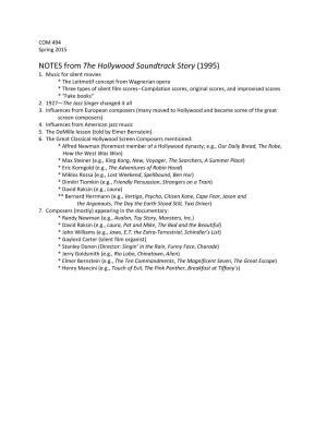 NOTES from the Hollywood Soundtrack Story (1995) 1