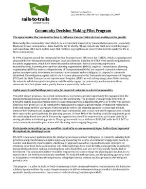 Community Decision-Making Pilot Program