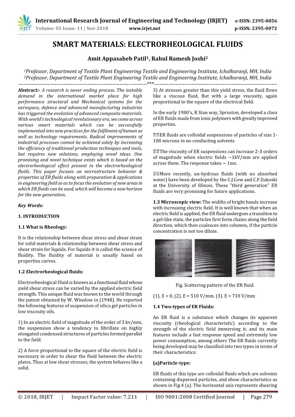 Smart Materials: Electrorheological Fluids