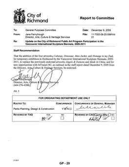 Update on the City of Richmond Public Art Program Participation In