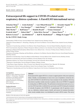 Extracorporeal Life Support in COVID- 19- Related Acute Respiratory