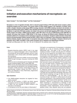 Initiation and Execution Mechanisms of Necroptosis: an Overview