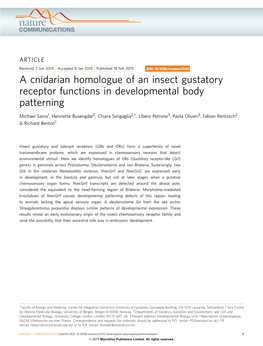 A Cnidarian Homologue of an Insect Gustatory Receptor Functions in Developmental Body Patterning