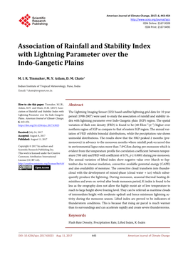 Association of Rainfall and Stability Index with Lightning Parameter Over the Indo-Gangetic Plains