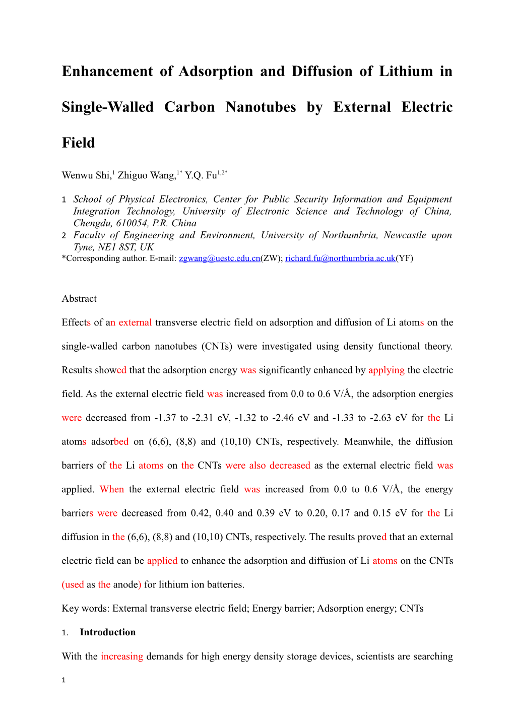 Enhancement of Adsorption and Diffusion of Lithium in Single-Walled Carbon Nanotubes By