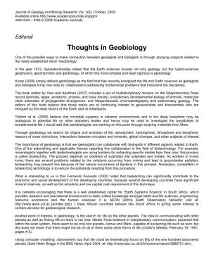 Thoughts in Geobiology