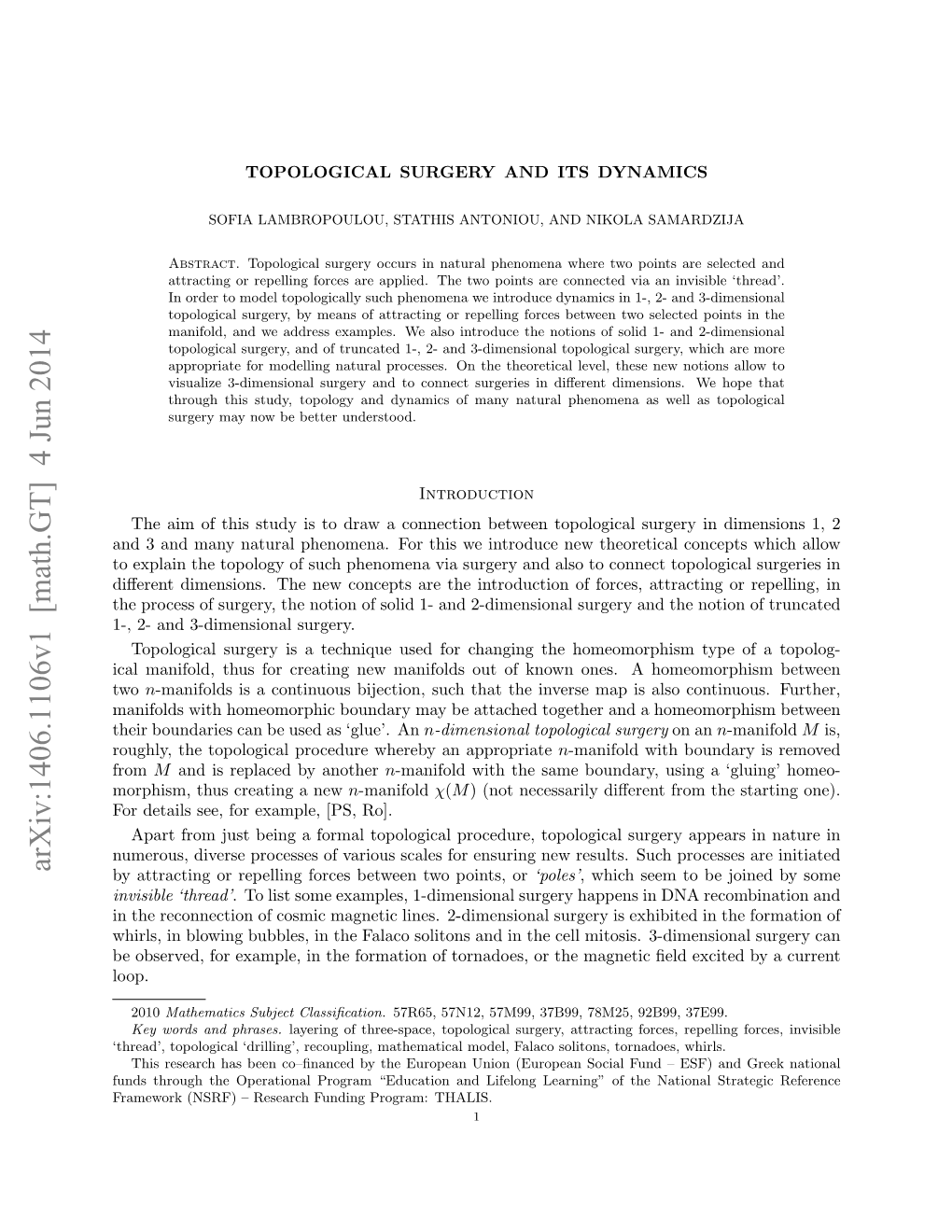 Topological Surgery and Its Dynamics