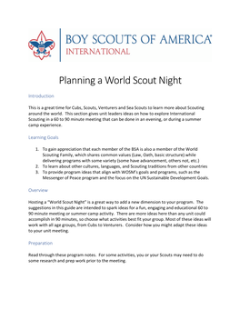 Planning a World Scout Night