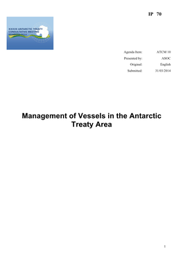 Management of Vessels in the Antarctic Treaty Area