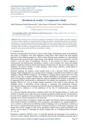 Metathesis in Arabic: a Comparative Study