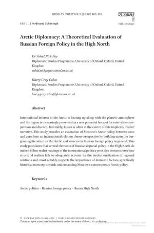 Arctic Diplomacy: a Theoretical Evaluation of Russian Foreign Policy in the High North