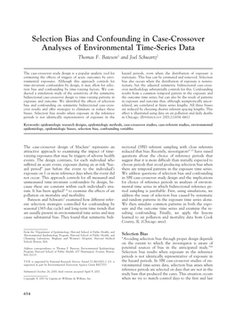 Selection Bias and Confounding in Case-Crossover Analyses of Environmental Time-Series Data Thomas F