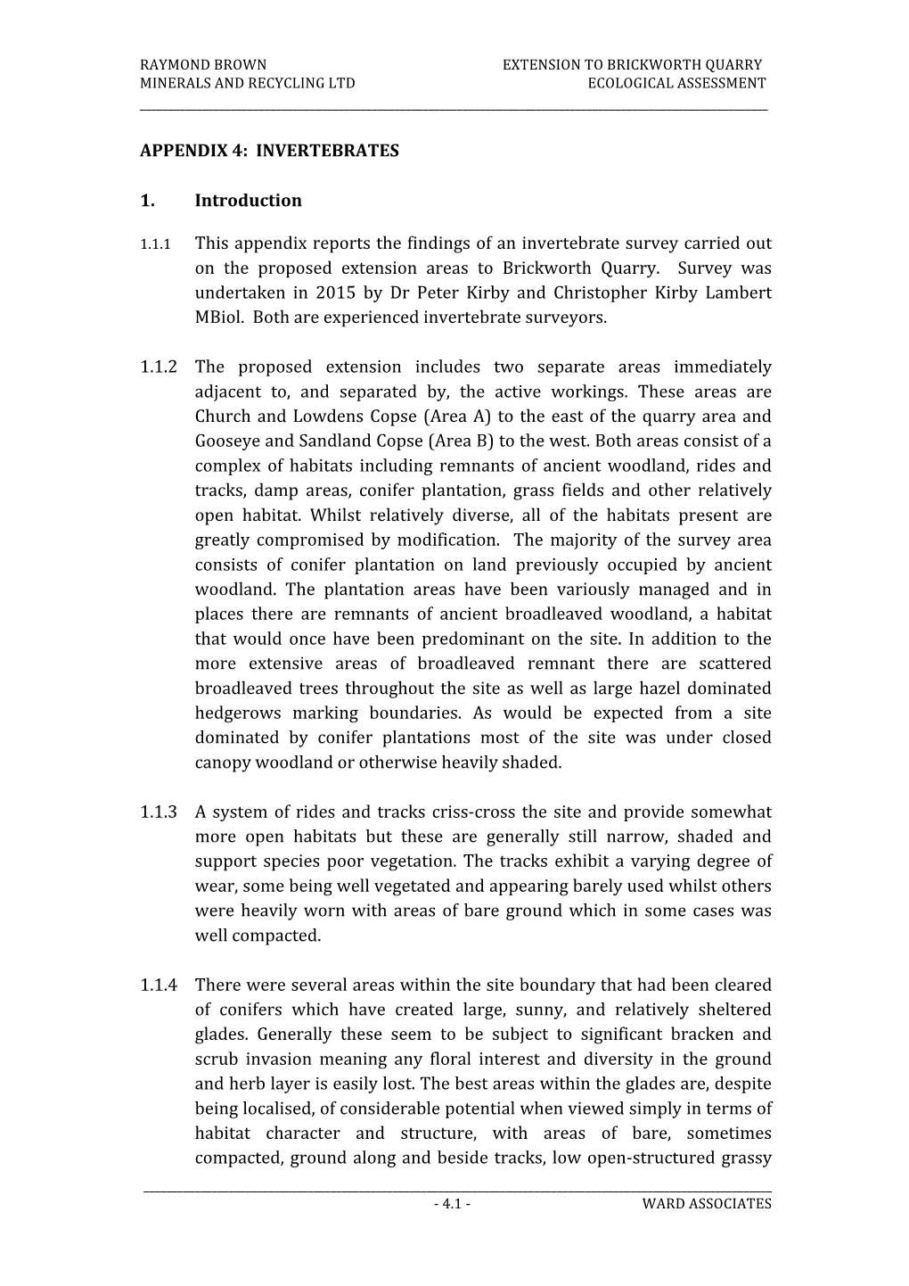 INVERTEBRATES 1. Introduction This Appendix Reports