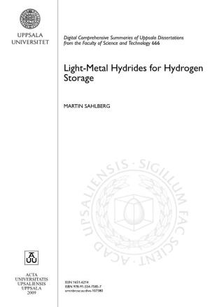 Light-Metal Hydrides for Hydrogen Storage