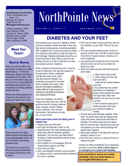 DIABETES and YOUR FEET Marc Weitzman, DPM Foot Problems Are a Big Risk in Diabetics