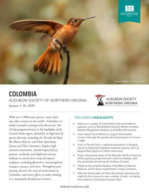 COLOMBIA AUDUBON SOCIETY of NORTHERN VIRGINIA January 1-10, 2020