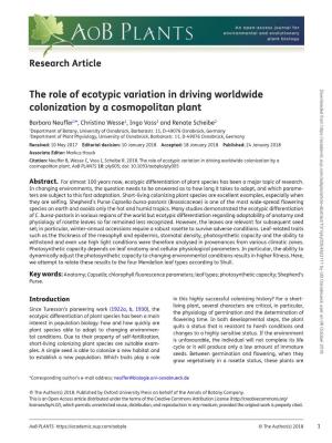 The Role of Ecotypic Variation in Driving Worldwide Colonization by a Cosmopolitan Plant