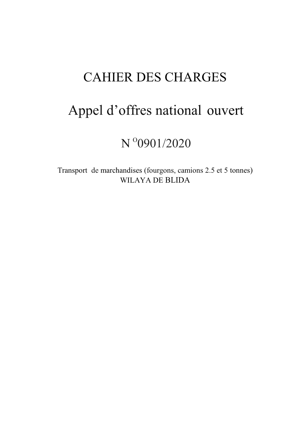 Appel D'offres National Ouvert