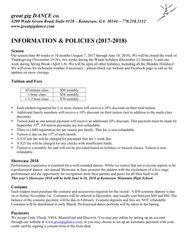 Info and Policies 2017-2018
