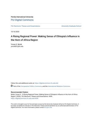 A Rising Regional Power: Making Sense of Ethiopia's Influence in the Horn of Africa Region
