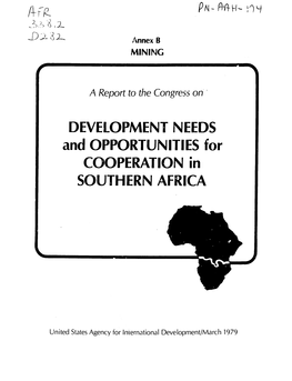 And OPPORTUNITIES for COOPERATION in SOUTHERN AFRICA