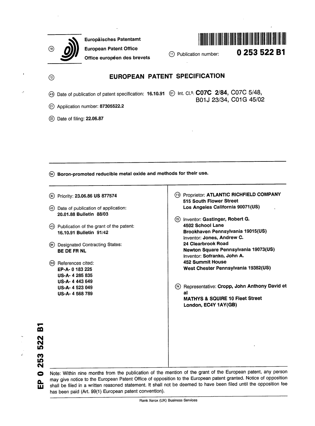 Boron-Promoted Reducible Metal Oxide and Methods for Their Use