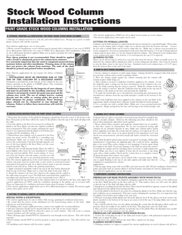 Installation Instructions PAINT GRADE STOCK WOOD COLUMNS INSTALLATION