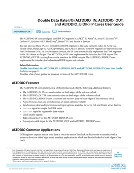 (ALTDDIO IN, ALTDDIO OUT, and ALTDDIO BIDIR) IP Cores User Guide 2017.06.19