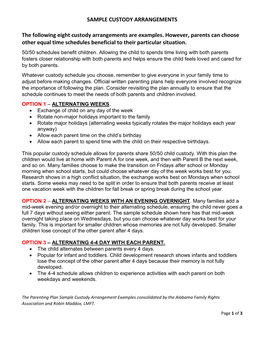 Sample Custody Arrangements