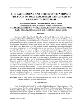 The Background and Etichs of Citations in the Book of Soal Jawab Haji Dan Umrah by Lembaga Tabung Haji