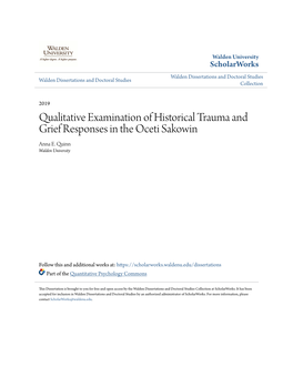 Qualitative Examination of Historical Trauma and Grief Responses in the Oceti Sakowin Anna E