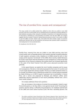 The Rise of Zombie Firms: Causes and Consequences1