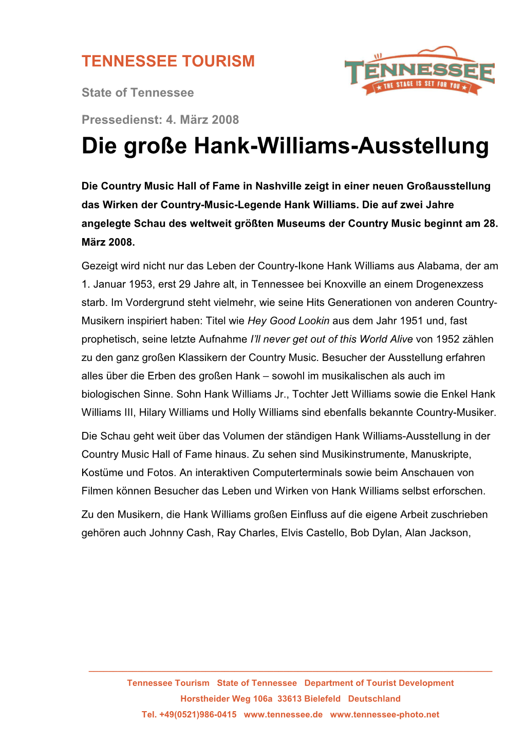 Die Große Hank-Williams-Ausstellung