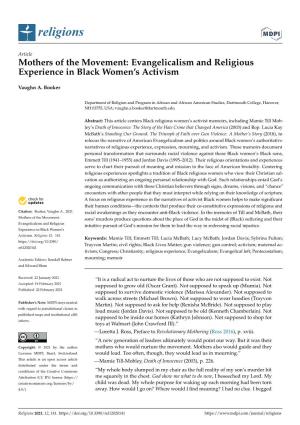 Mothers of the Movement: Evangelicalism and Religious Experience in Black Women’S Activism