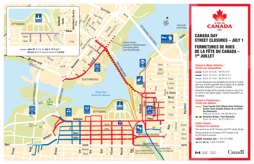 Canada Day Street Closures – July 1 Fermetures De Rues De La Fête Du Canada – 1Er Juillet