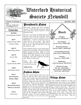 Waterford Historical Society Newsbill