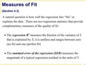 The Standard Error of the Regression (SER) Measures the Magnitude of a Typical Regression Residual in the Units of Y