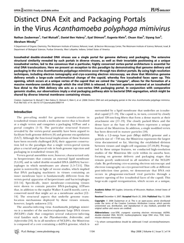 Distinct DNA Exit and Packaging Portals in the Virus Acanthamoeba Polyphaga Mimivirus