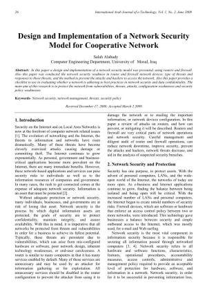 Design and Implementation of a Network Security Model for Cooperative Network