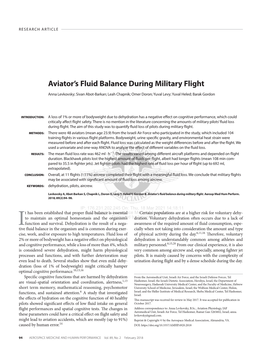 Aviator's Fluid Balance During Military Flight